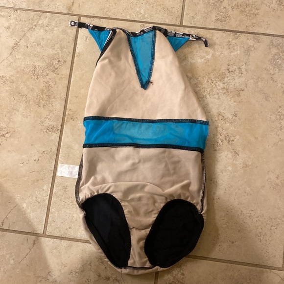 Black and Pink Dance leo; open back, snaps around neck. - Picture 5 of 5